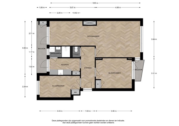 Floorplan - Joost van Den Vondellaan 15, 7412 ML Deventer